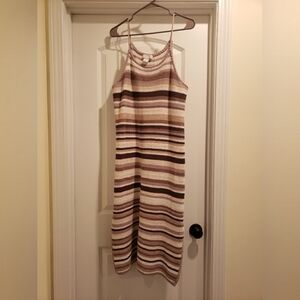 House of Harlow 1960 | Cotton-Blend Brown Striped Crochet Dress | Size Medium